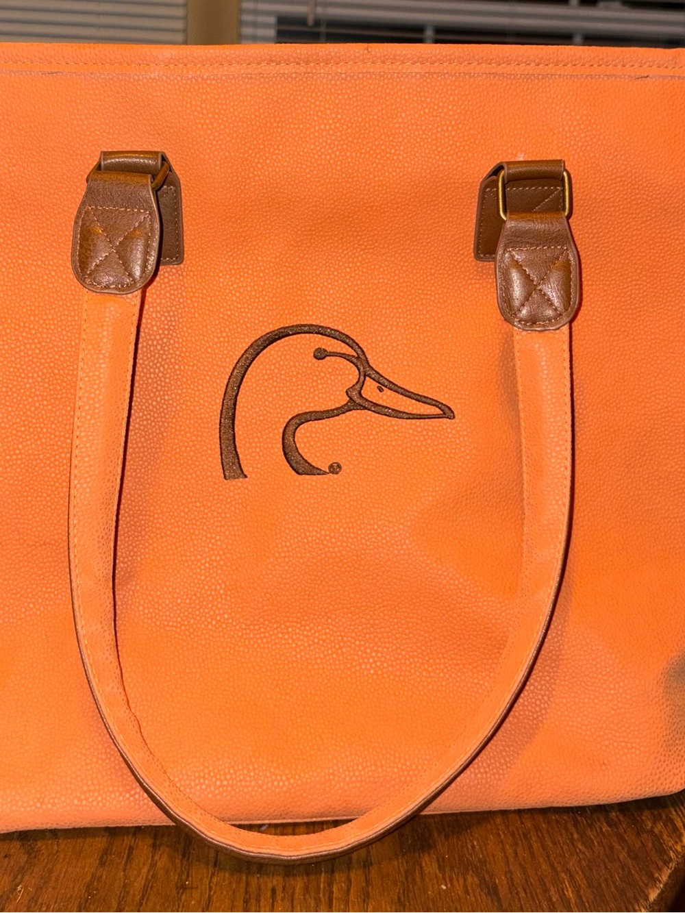 Ducks Unlimited Bellemonde Large Tote Bag Purse Burnt Orange Faux Leather Suede - Picture 11 of 15